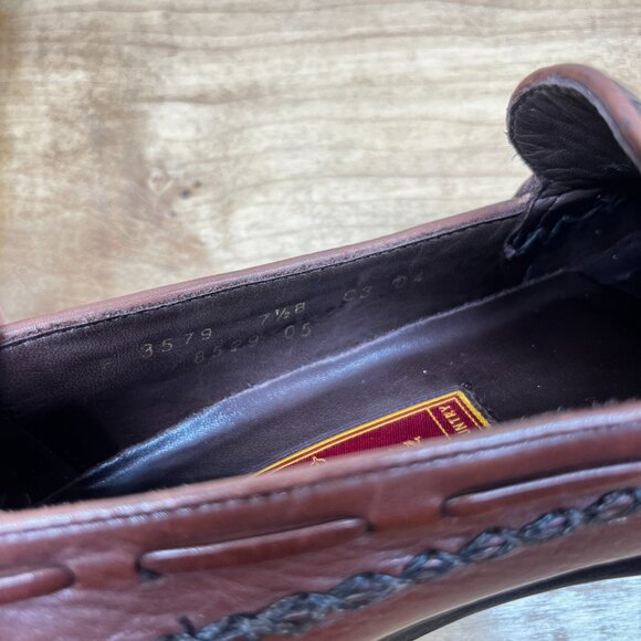 Cole Haan Leather Loafer Women's 7.5B Basket Weave Tassel Brown Slip On Casual - Picture 9 of 10